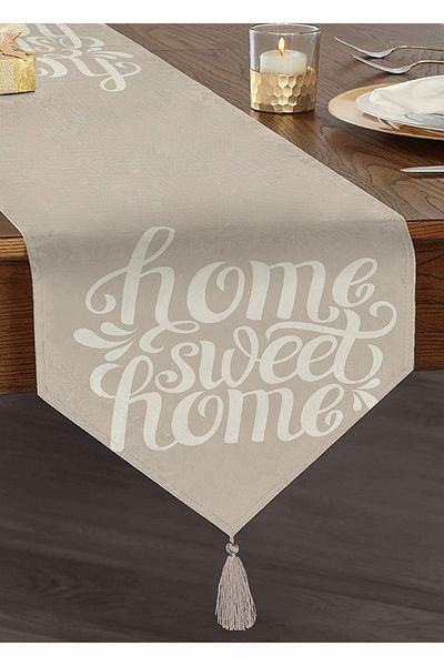 Realhomes Home Sweet Home Alerg triunghi din chenille imprimat digital cu ciucuri