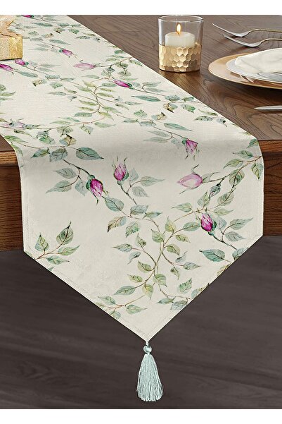 Realhomes Renkli Özel Tasarım Dijital Baskılı Püsküllü Şönil Üçgen Runner