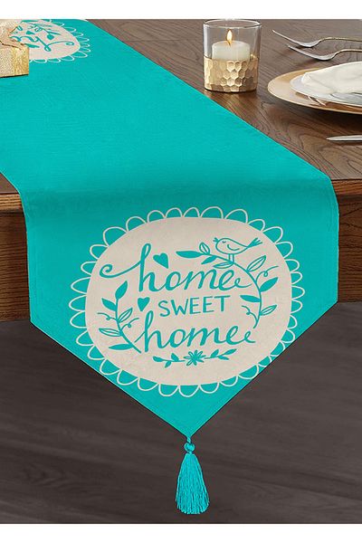 Realhomes Home Sweet Home Imprimat digital Decorativ Tufted Chenille Triunghi Runner