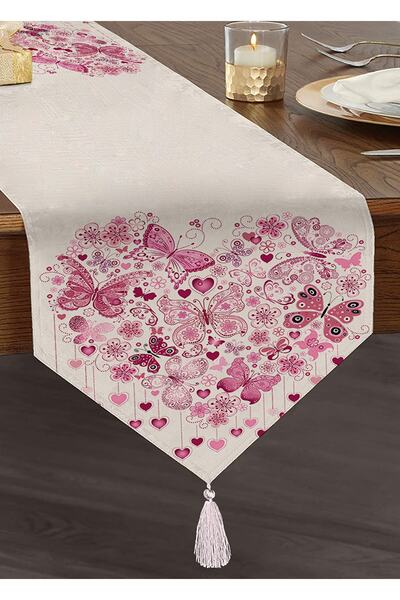 Realhomes Dijital Baskılı Özel Tasarım Püsküllü Şönil Üçgen Runner