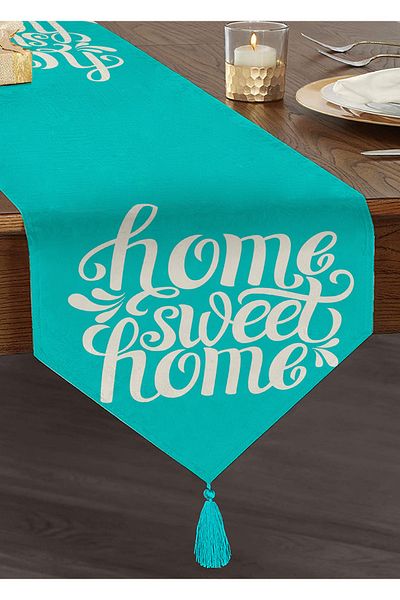 Realhomes Home Sweet Home Ψηφιακή τυπωμένη διακοσμητική φούντα σενίλ Triangle Runner