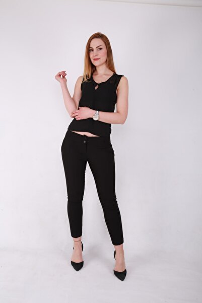 ÇİĞDEM COLLECTİON Kadın Siyah Bilek Boy Pantolon