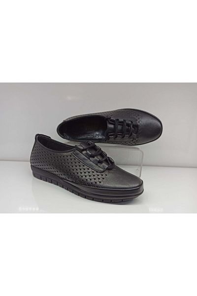 Muya Women's Black Anatomical Genuine Leather Shoes