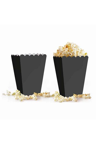Parti dolabı Black Popcorn Box (corn, Chips Box) 8 Pieces