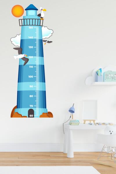 AMORİS Deniz Feneri Figürlü Boy Ölçme - Ölçüm Cetveli Duvar Sticker