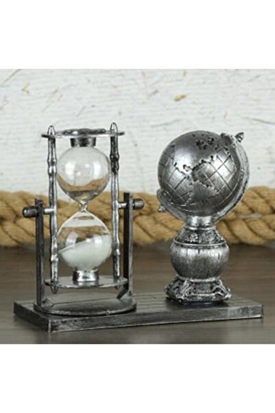 Teknookul Dünyalı Kum Saati Biblo Gümüş Hd479