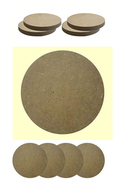 AHİ HAYAL ATÖLYESİ Yuvarlak 4 Adet Ham Mdf Boyanabilir Bardak Altlığı 12cm