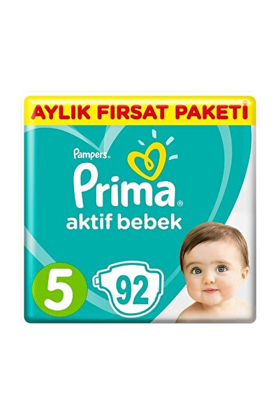 Prima حفاضات أطفال باقة الطفل الشهرية النشطة حزمة الفرصة مقاس 5 جونيور 92 قطعة