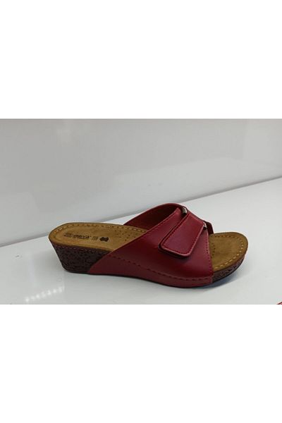 Muya Women's Red Leather Anatomical Slippers