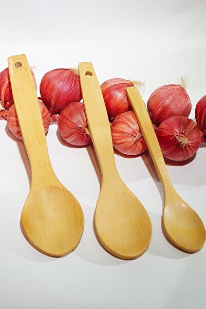 FeGe Store Cilalı Tahta Kaşık 3’lü Set