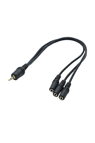 Anex 1 Stereo 3.5mm Erkek, 3 Stereo 3.5mm Dişi Ses Dağıtıcı Aux Kablo 30cm