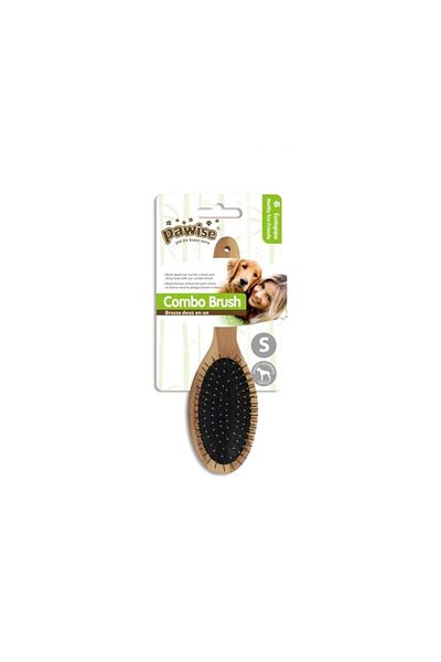 Pawise Ellipse Plastic Tip Dog Comb with Wooden Handle S