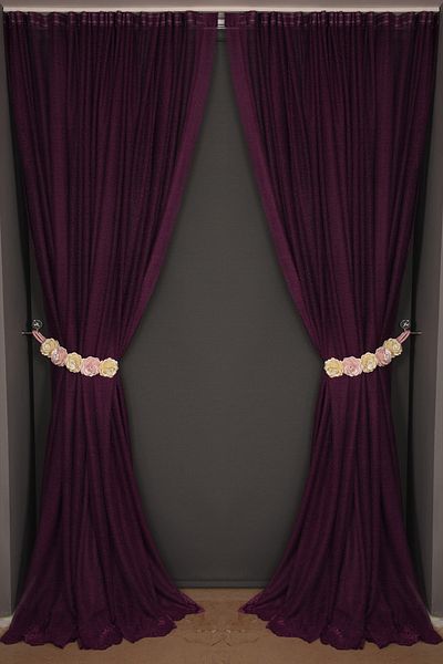 AKÇA TEKSTİL Narrow Skirt Model Purple Color Single Wing Ready-made Pleated Background Curtain 300*260