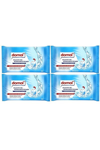 DOMOL Tuvalet Hijyeni Için Islak Temizlik Bezi 4 X 15 Adet