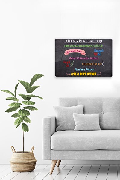 Decorita Aile Kuralları | Dekoratif Aksesuar | Kara Tahta Fon | 40cm X 60cm