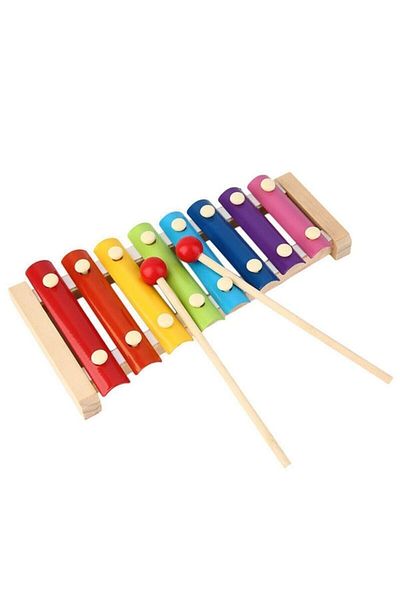 Hyd Xylophone Baby Wooden Musical Instrument 8 Note 8 Tone 8 Key Toy Cellophane