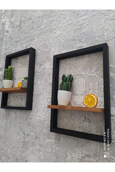 woodhomeworks Raflı Masif Ahşap Duvar Çerçevesi 2 Adet
