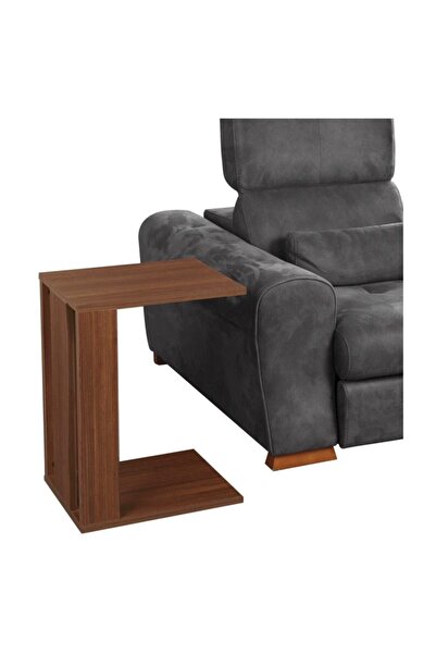 PASİFİC HOME Single Çok Amaçlı Tekerlekli C Sehpa ,koltuk Sehpası, Ceviz