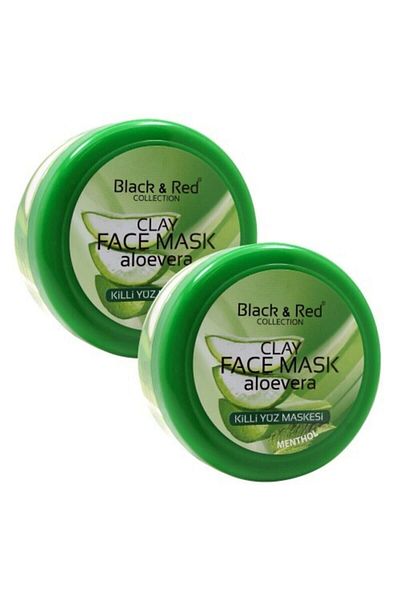 Black Red Aloe Vera Extract Clay Face Mask 2x400ml 2 Pieces