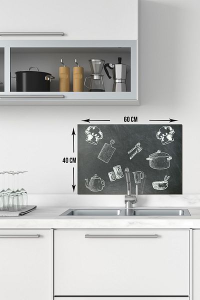 Decorita واقي خلفي للصنبور الزجاجي ذو مظهر السبورة 40 سم × 60 سم