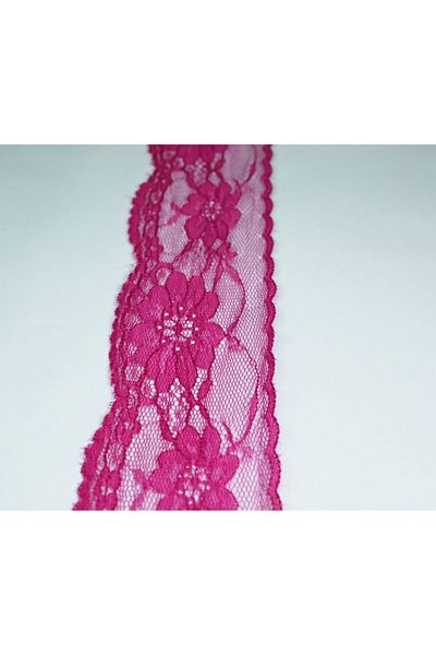tuhafiyecimiz Fuchsia Nylon Lace 5cm Width 5 Meter Ball - (730)