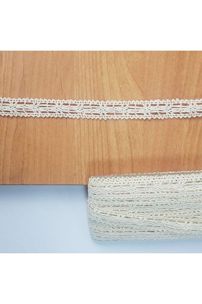 tuhafiyecimiz Cream Intermediate Cotton 10 Meters Lace 15 mm 8493