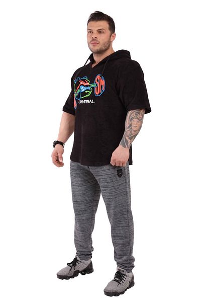 Big Sam Men's Black Hooded Towel Training T-Shirt 3267