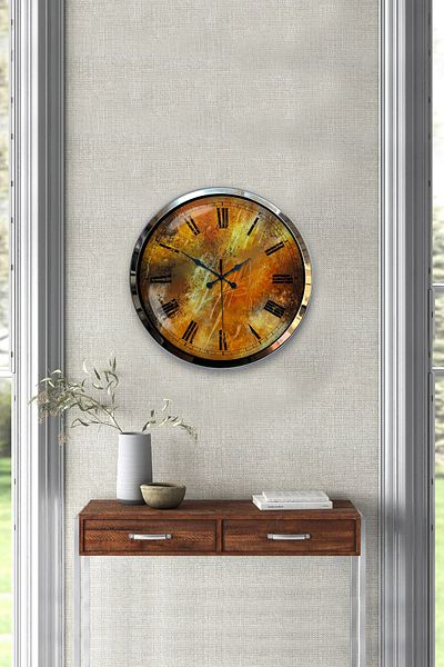 Kasva Concept Gift 40 cm Chrome Metal Antique Wall Clock