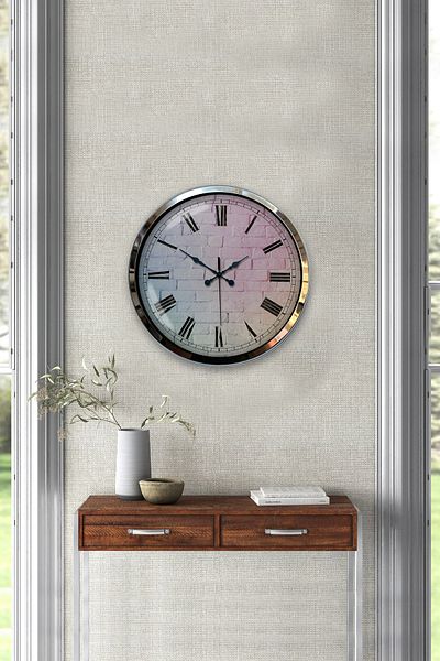 Kasva Concept Gift 40 cm Chrome Metal Aegean Wall Clock