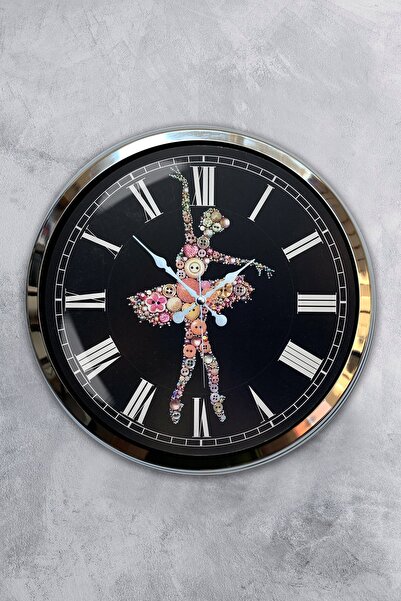 Platin Saat ساعة حائط راقصة الباليه المعدنية المزخرفة مقاس 40 سم من الكروم