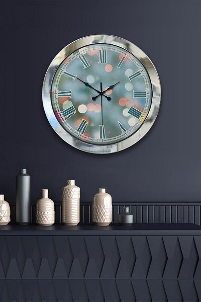 Kasva Concept Gift 36 cm Chrome Metal Modern Wall Clock