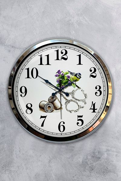 Kasva Concept Gift 40 cm Chrome Metal Tailor Wall Clock