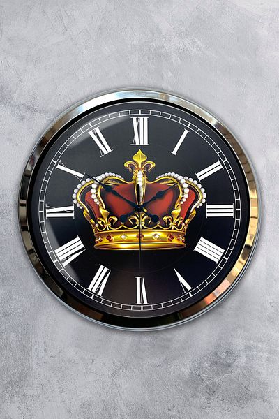 Kasva Concept Ceas de perete King Crown din metal cromat de 40 cm