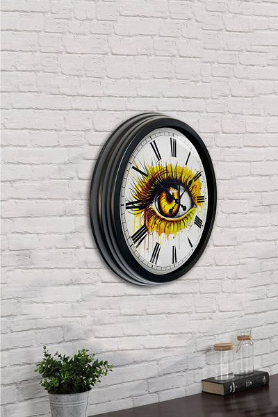 Kasva Concept Gift 40 cm Black Metal Eye Wall Clock