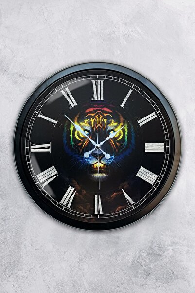 AİB STORE هدية ساعة حائط معدنية سوداء على شكل حيوانات مقاس 40 سم