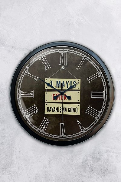 Kasva Concept 40 cm Black Metal May 1St Workers Wall Clock