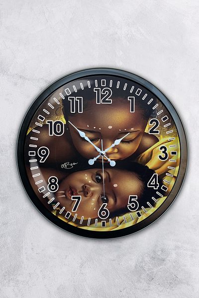 Kasva Concept Ceas de perete pentru copii africani din metal negru de 40 cm