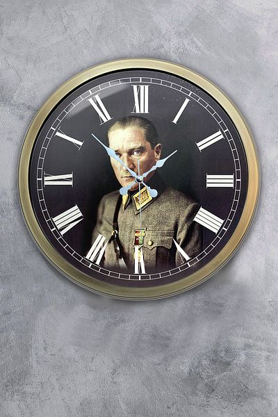 Kasva Concept Δώρο 40 εκ. Αντίκα Μεταλλικό Ρολόι Τοίχου Atatürk