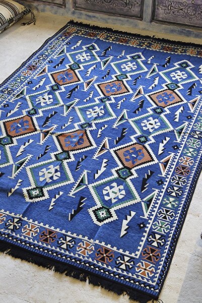 BAKIRÖZÜ HOME Şark Köşesi Halısı Modelleri Otantik Kilim Anadolu Modeli Mavi