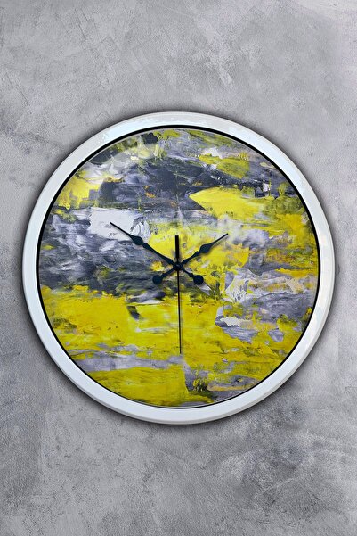 Kasva Concept هدية ساعة حائط معدنية بيضاء صفراء مقاس 40 سم