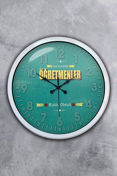 Kasva Concept Gift 40 cm White Metal Teacher's Day Wall Clock