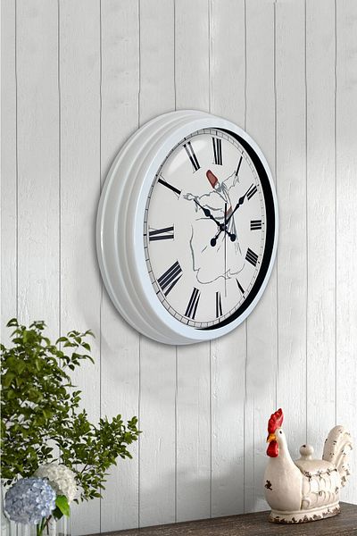 Kasva Concept Gift 40 cm White Metal Mevlana Wall Clock