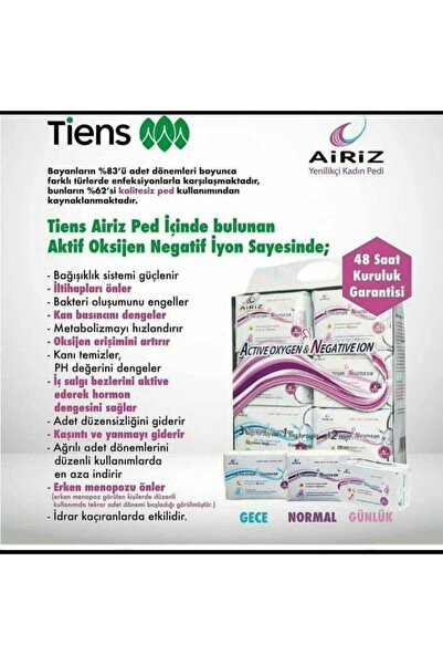 Airiz Hijyenik Kadın Pedi 6'lı Paket 98 Adet (60 GÜNLÜK 30 GÜNDÜZ 8 GECE)