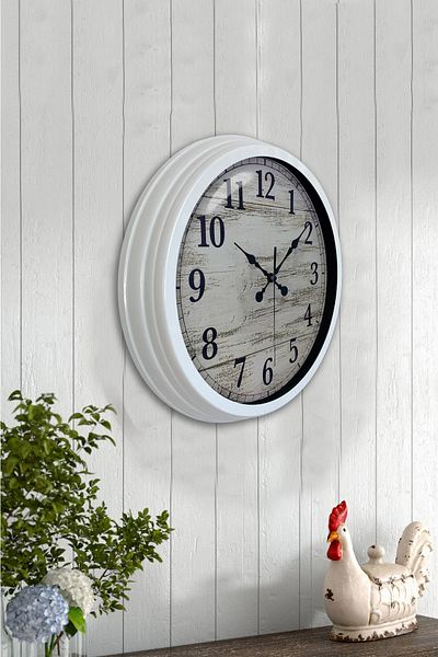 Kasva Concept Gift 40 cm White Metal Antique Wall Clock