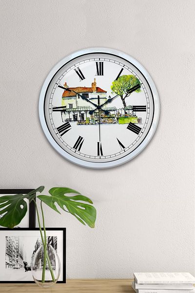 Kasva Concept Ceas de perete de uz casnic din metal alb de 40 cm