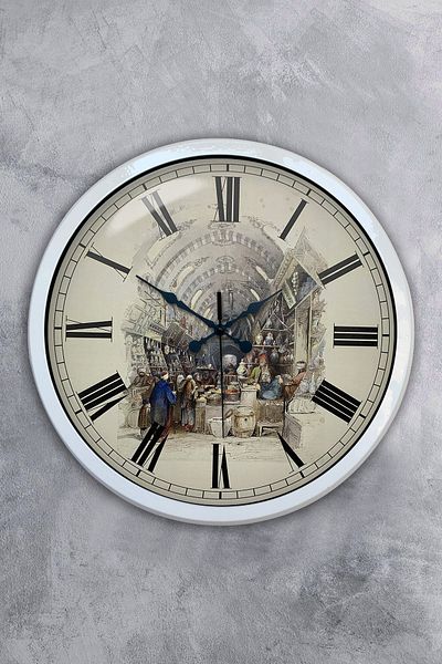 Kasva Concept 40 cm White Metal Old Bazaar Wall Clock