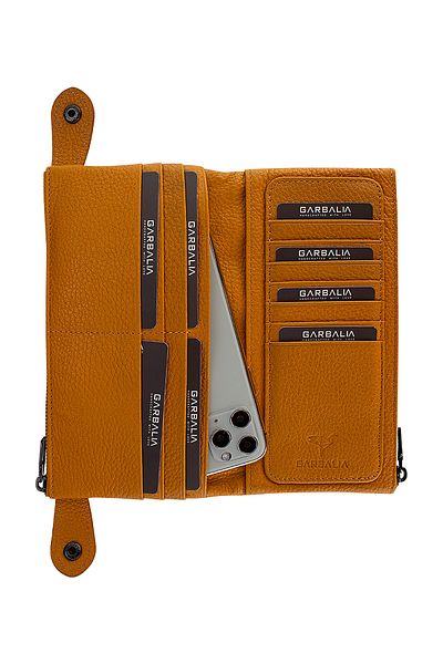 Garbalia Πορτοφόλι Unisex Mustard Yellow από γνήσιο δέρμα χαρτοφυλάκιο