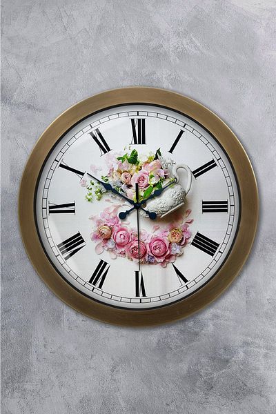 Kasva Concept Gift 36 cm Antique Metal Rose Wall Clock