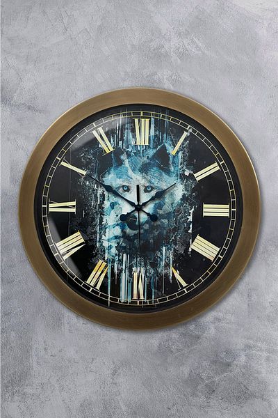 Kasva Concept 36 cm Tumbled Metal Wolf Wall Clock