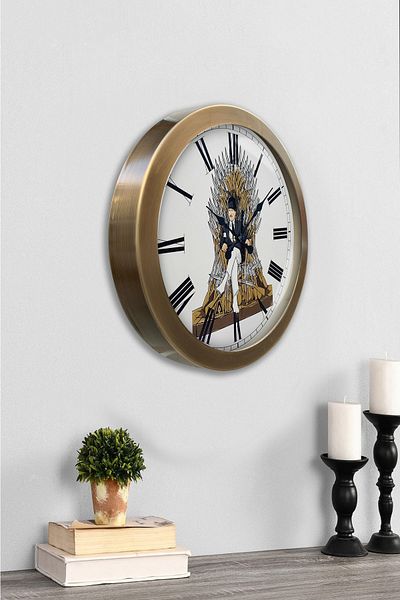 Kasva Concept Gift 36 cm Antique Metal Ataturk Wall Clock